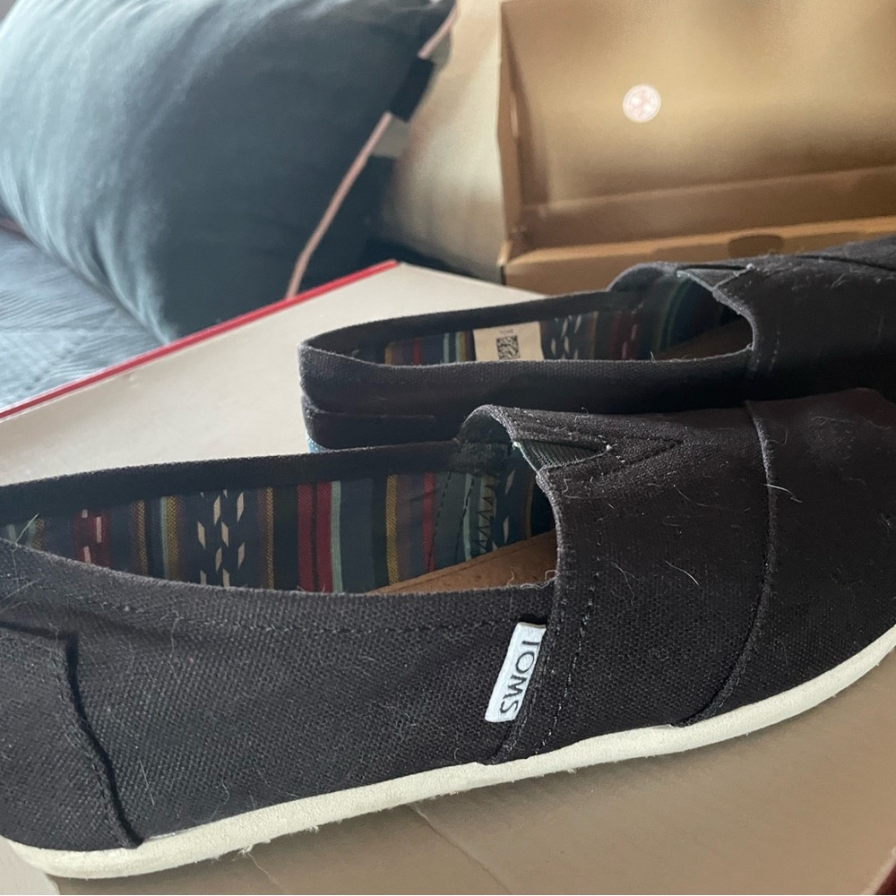 TOMS Black Canvas Slip-On Shoes